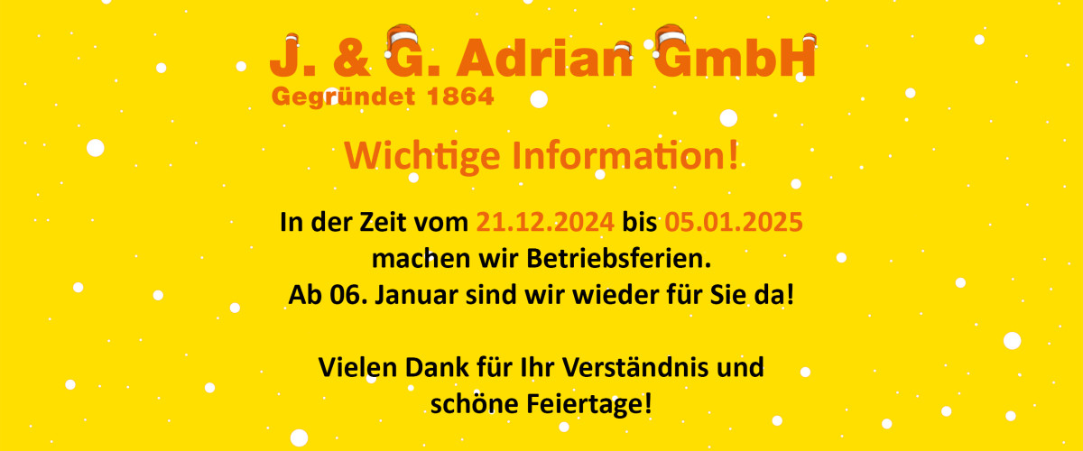 Betriebsferien vom 21.12.2024 bis 05.01.2025