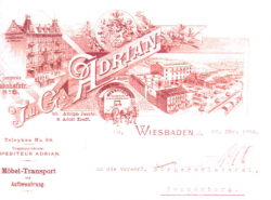 Historischer Firmenbriefkopf von J.&amp;G. Adrian Wiesbaden